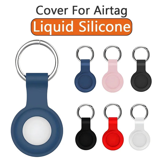 Mini Bluetooth Tag Liquid Silicone Protective Case Anti-Scratch Sleeve with Keychain for Apple AirTag