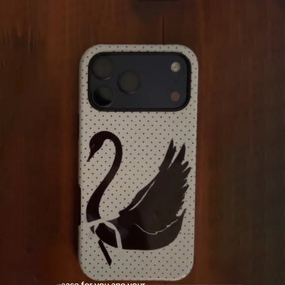 Phone Case for iPhone 17 16 15 14 13 12 11 X XS XR Air Pro Max Plus Luxury Ins White Swan Polka Dot Double-layer Back Cover