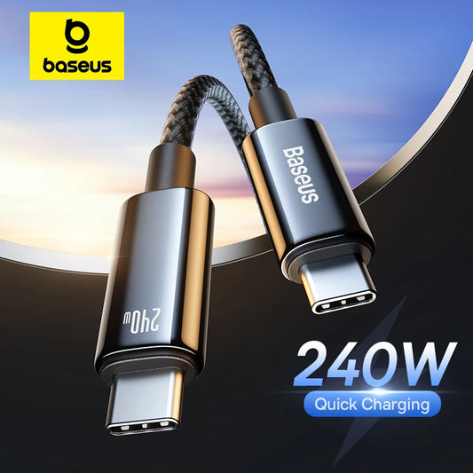 Baseus PD 240W Super Fast Charging Cables For iPhone 16 15 Plus Promax TypeC To USB Type C Wire Cable For Macbook iPad Data Cord