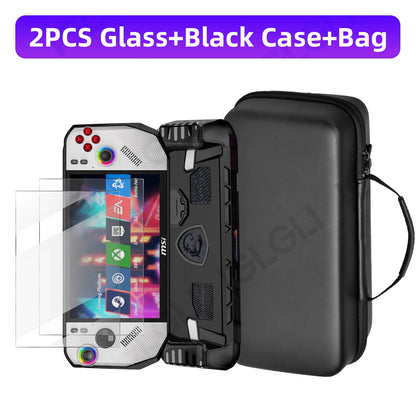 3 in 1 Accessory Kit for MSI Claw A8 BZ2EM Protective Case with Screen Protector Glass and Carrying Bag Travel Storage Cover