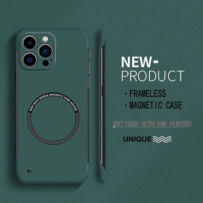 【Iron Plate Glue on Surfce 】Ultra Thin Hard Magnetic Frameless Phone Case For iPhone 15 14 Pro Max 13 12 Mini 11 Pro Max Cover