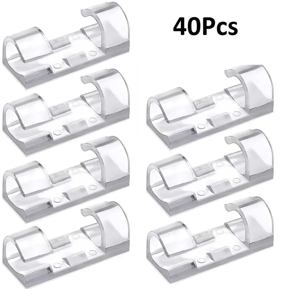 20 40PCS Cable Clips Organizer Wire Management Holder USB Charging Data Cable Spool Wall Mount Hook for Home Office