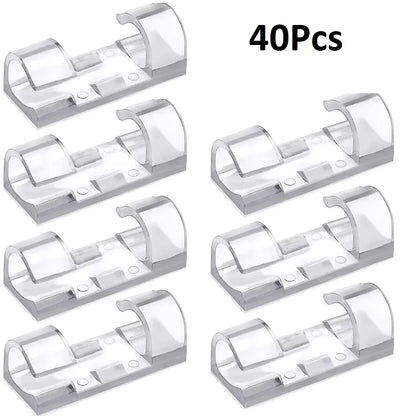 20 40PCS Cable Clips Organizer Wire Management Holder USB Charging Data Cable Spool Wall Mount Hook for Home Office