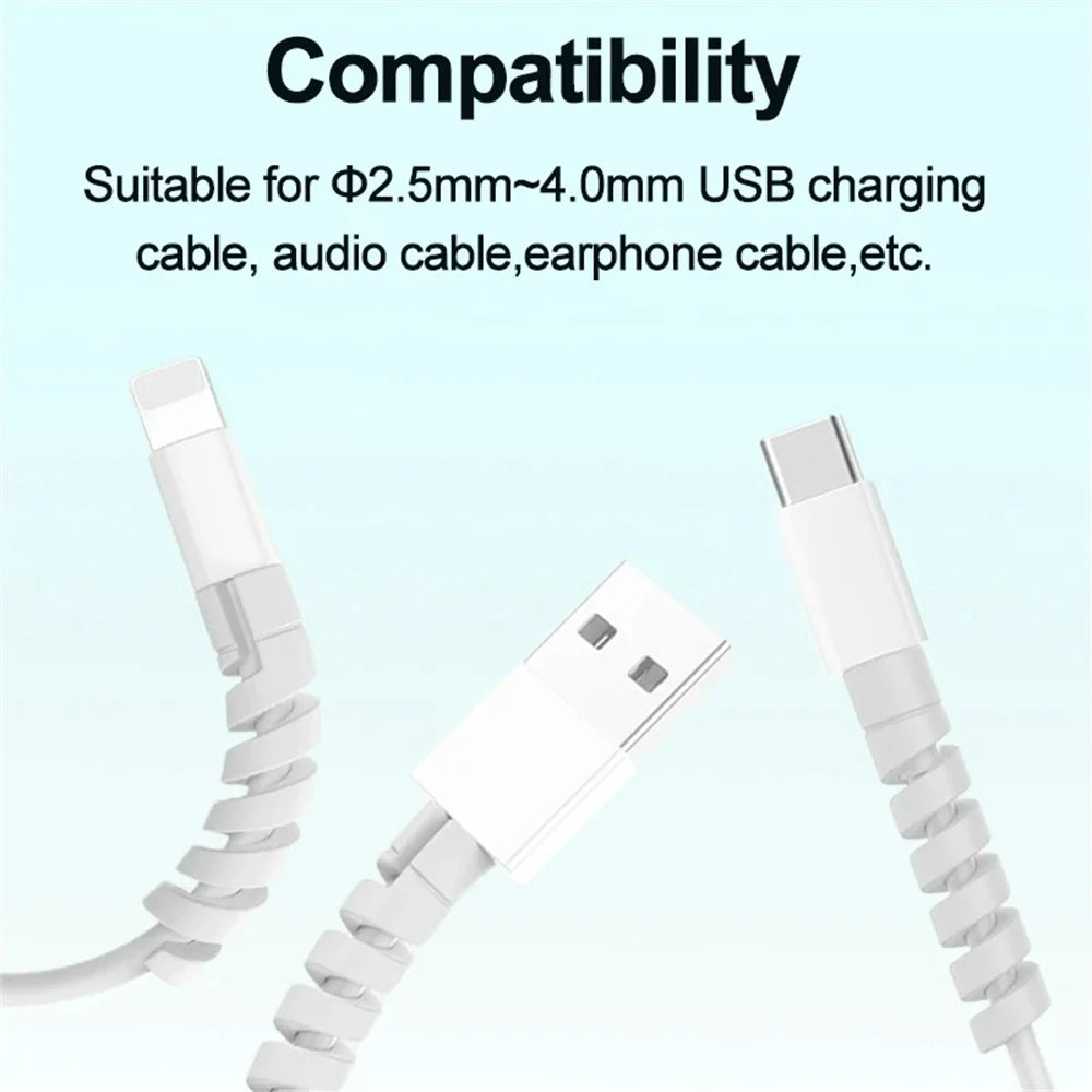 10PCS Soft Cable Protector Silicone Spiral Winder USB Charge Cable Protection For Android Phone Mouse Earphone Wire Protection
