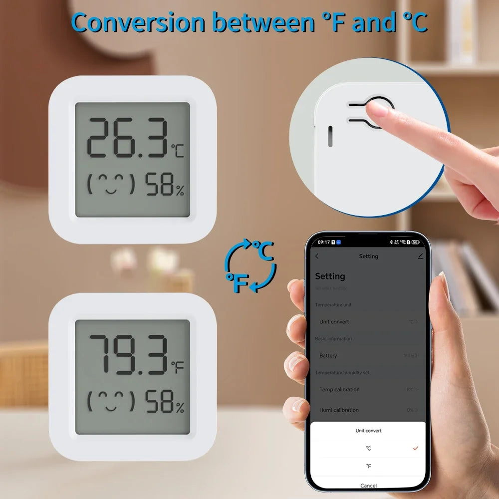 Tuya Humidity Temperature Sensor LCD Screen Bluetooth-Compatible APP Remote Controlled  Monitor for Home Environment Smart Life