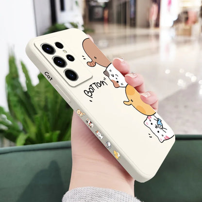 Cat Litter Phone Case For Samsung Galaxy S25 S24 S23 S22 S21 S20 Ultra Plus FE S10 Note 20 ultra 10 9 Plus Cover