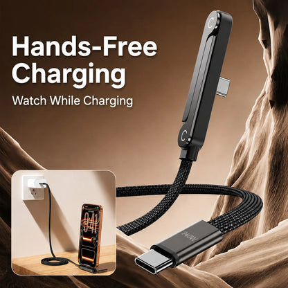 USB C to USB C Cable 240W Fast Charging Right Angle Type C Cable with Foldable Stand 1M 1.5M for iPhone 17 16 Samsung S25 S24