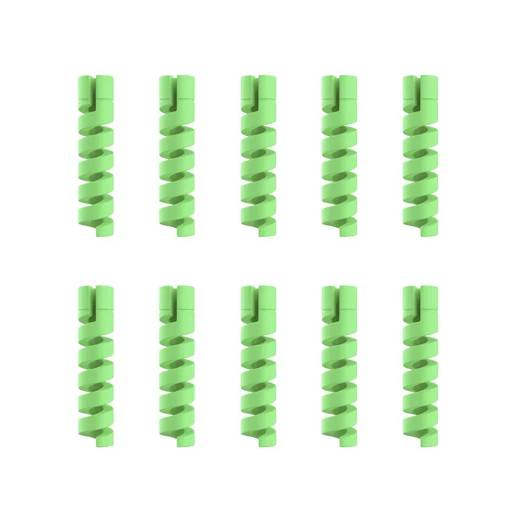10PCS Soft Cable Protector Silicone Spiral Winder USB Charge Cable Protection For Android Phone Mouse Earphone Wire Protection