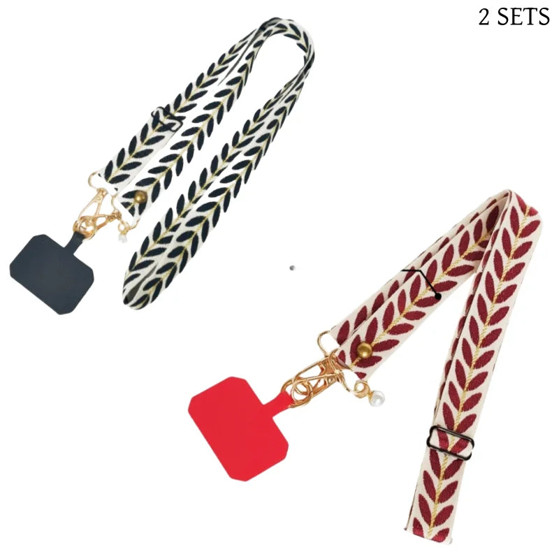 Adjustable Long Mobile Phone Lanyard Crossbody Card Neck Cord Clip Hang Lanyard Pearl Hanging Ornaments Charm Anti-lost Lanyard