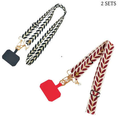 Adjustable Long Mobile Phone Lanyard Crossbody Card Neck Cord Clip Hang Lanyard Pearl Hanging Ornaments Charm Anti-lost Lanyard