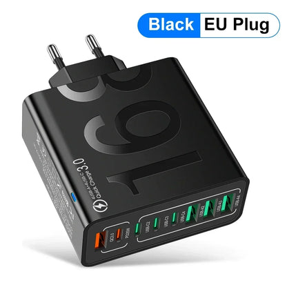 Total 150W 8 Ports USB C Charger Fast Charging PD  Mobile Phone Quick Charger 3.0 Wall Adapter For iPhone Samsung Xiaomi Huawei