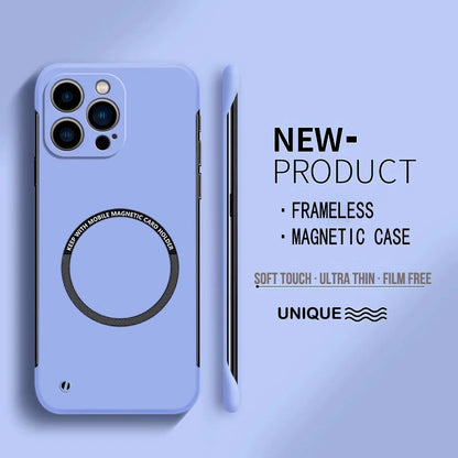 【Iron Plate Glue on Surfce 】Ultra Thin Hard Magnetic Frameless Phone Case For iPhone 15 14 Pro Max 13 12 Mini 11 Pro Max Cover