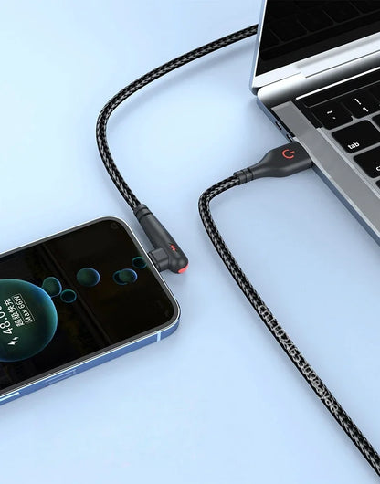 HOMEFISH 120W Braided 90 Degree Right Angle Fast Charging Cable for Type-C Devices High-Speed Data_
