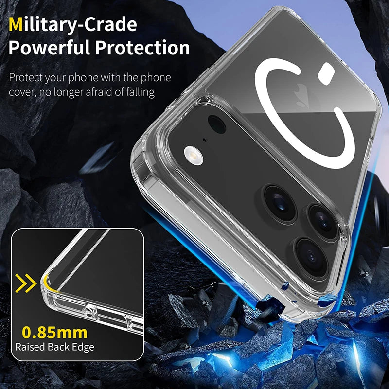 Magnetic For Magsafe Case For iPhone 17 Pro Max Hybrid Hard Cover for iPhone17ProMax iPhone17Pro Clear Shockproof Soft Shell PC