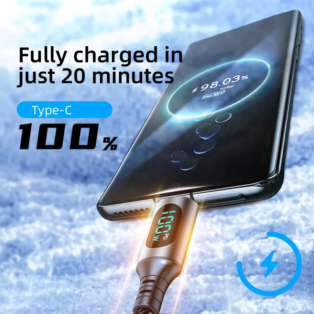 NNBILI 120W USB C to Type C With Digital Display Super Fast Charge USBA to Type C 6A Cable For Xiaomi Huawei Samsung S26 Oneplus