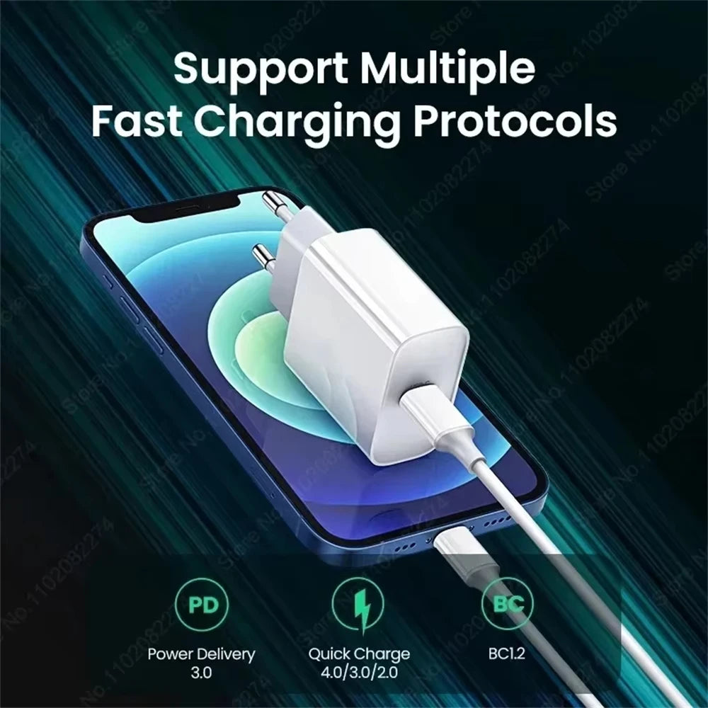 PD 40W Fast Charger For iPhone 11 12 13 14 15 16 Pro Max XR X XS 8 Plus USB C Charger Fast Charging Cable Plug Phone Accessories