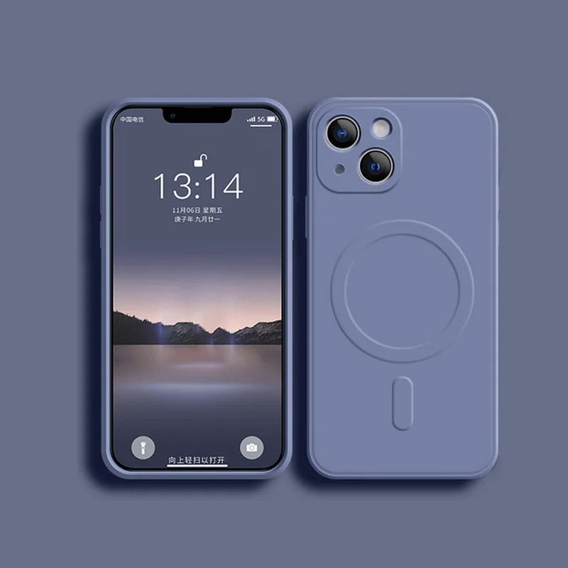 Liquid Silicone Shockproof Case For iPhone 17 16 15 14 13 12 11 Pro Max Plus Phone Magnetic Wireless Charger For Magsafe Cover