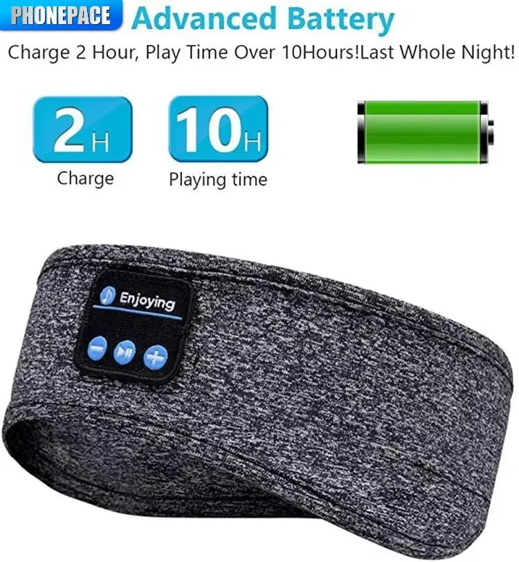 HOMEFISH BT Earphones Sports Sleeping Headband Elastic Wireless Headphones Music Eye Mask Wireless Bluetooth Headset Headband