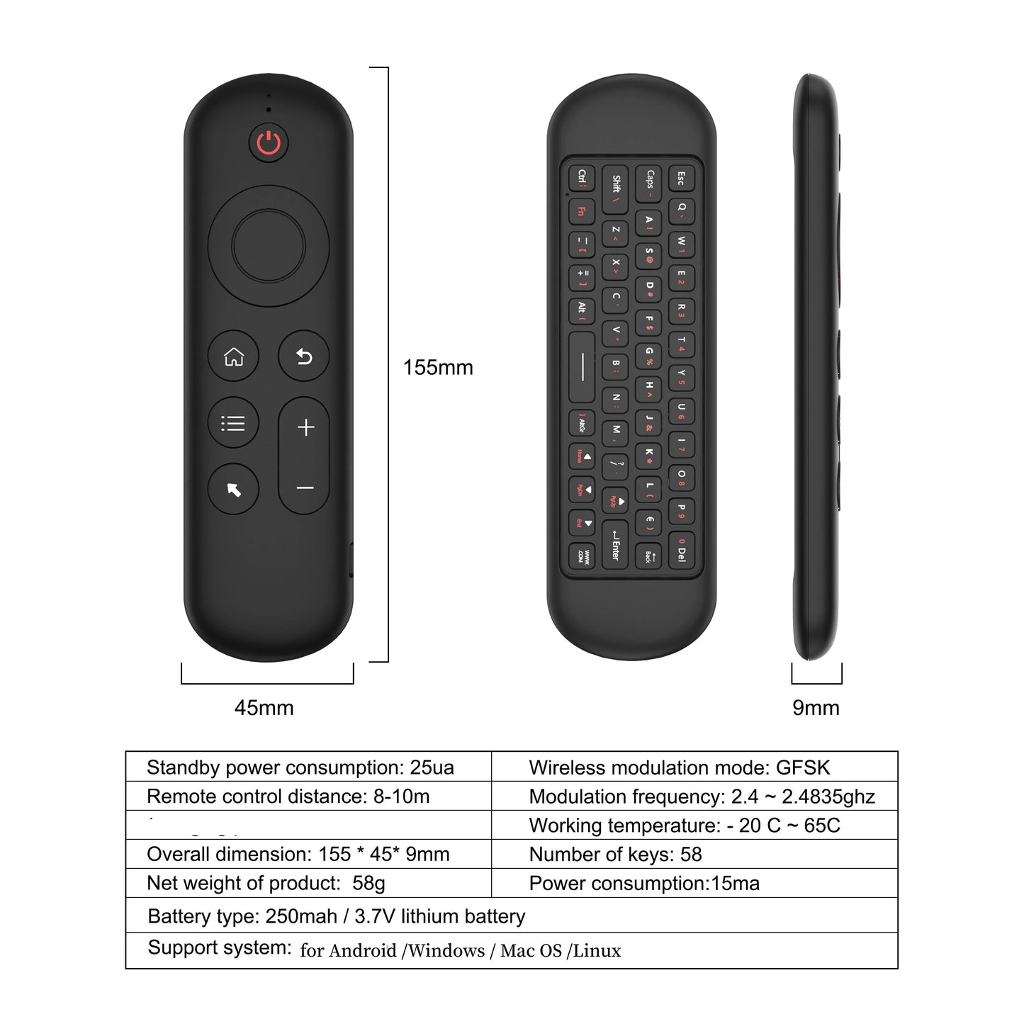 M5 Air Mouse Replacement Remote Control Wireless 2.4G Bluetooth With 7 Color Backlit Keyboard for Android TV Box