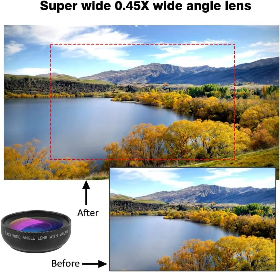 Universal Clip 2-in-1 Lens 37mm Professional 0.45X Super Wide-Angle & Macro HD for iPhone & Android Mobile Phones