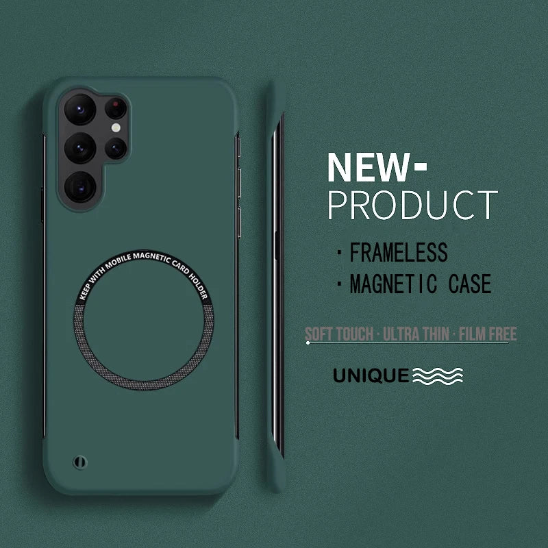 Ultra Thin Hard PC Magnetic Frameless Phone Case For Magsafe Samsung Galaxy S24 S23 S22 S21 S20 FE Plus Note20 Ultra Matte Cover