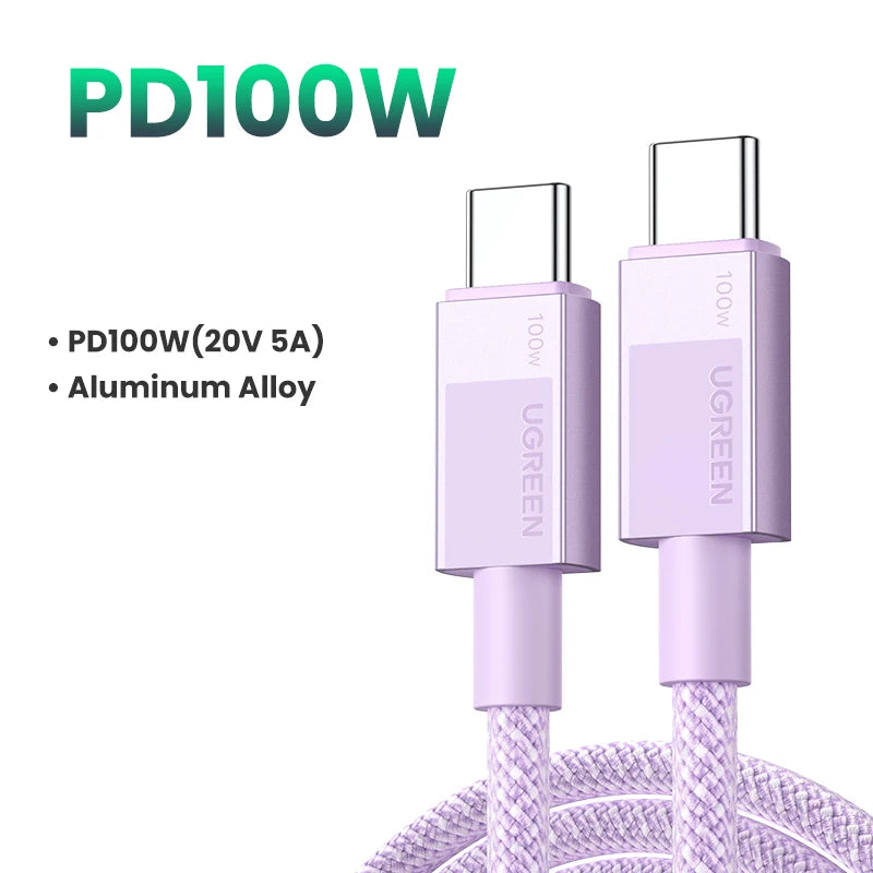 UGREEN USB Type C Cable PD100W Fast Charging Cable for iPhone 17 16 15 Samsung S25 Xiaomi USB C to USB C Cable for MacBook iPad