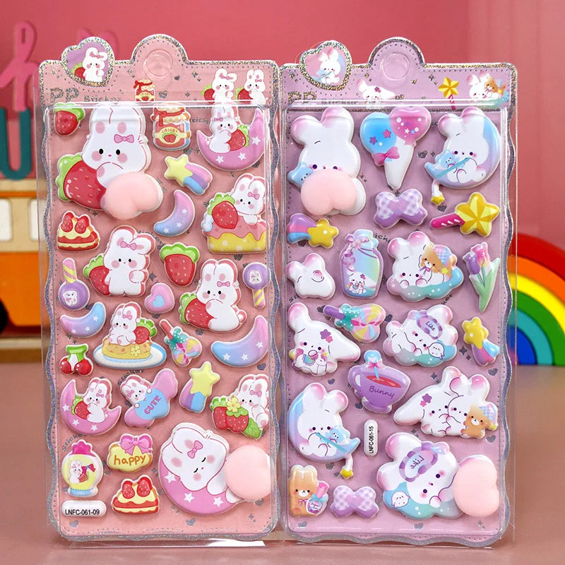 1 Sheet 3D Cute Animal Butt Stickers, Stress Relief Puffy Squishy Sticker for DIY Scrapbook Guitar Phone Case Laptop Decal