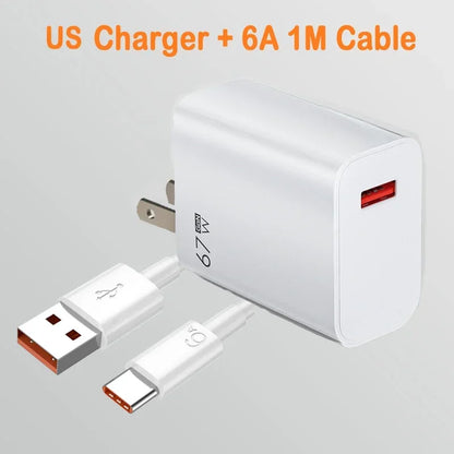 USB Charger 67W Turbo Fast Charge EU US UK Plug Adapter For Poco X6 Pro X5 F5 Mi 14 13 12s Redmi K60 K50 Mobile Phone Chargers