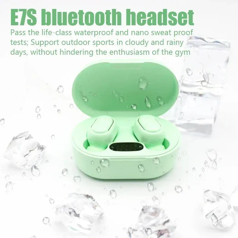 E7S TWS Wireless Headphone Bluetooth Earphone Control Sport Headset Waterproof Mic Music Earphones Work for Smartphone