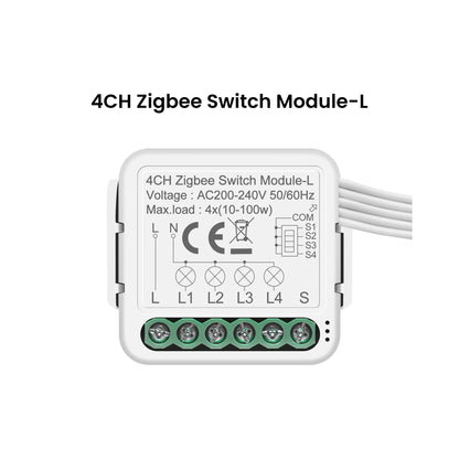 GIRIER Tuya ZigBee Smart Switch Module No Neutral Wire Required 1/2/3/4CH DIY Smart Breaker Relay Supports 2-way Control Alexa