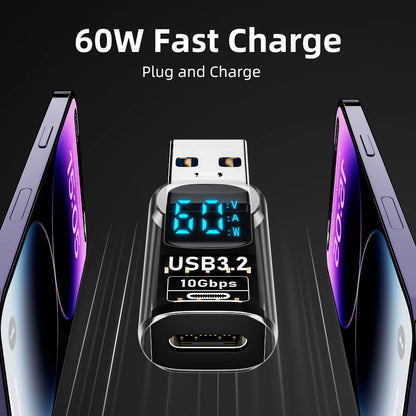 10Gbps USB 3.2 Digital Display Adapter 60W USB Male to Female Fast Charging Data Converter USB C Adapter for PC Laptop iPhone