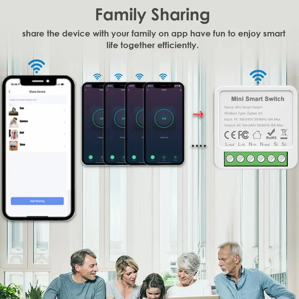 Smart Home WiFi or ZigbeeMini Switch 16A/20A Relay Breaker with Timer Remote APP Voice Control Works with Tuya Alexa Google Home