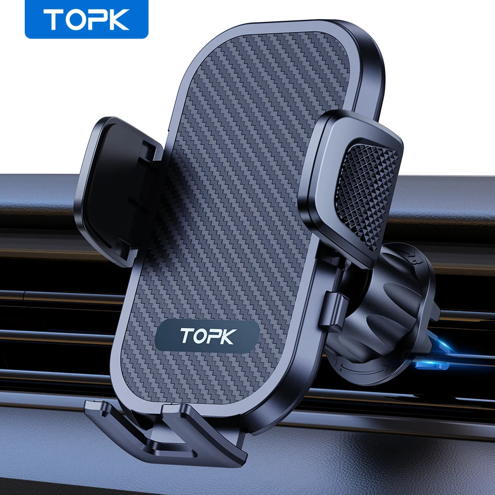 TOPK Car Phone Holder Mount Air Vent Cell Phone Holder for Car Hands Free Easy Clamp Cradle in Vehicle Fit All 4" to 7" Phone