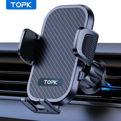 TOPK Car Phone Holder Mount Air Vent Cell Phone Holder for Car Hands Free Easy Clamp Cradle in Vehicle Fit All 4" to 7" Phone