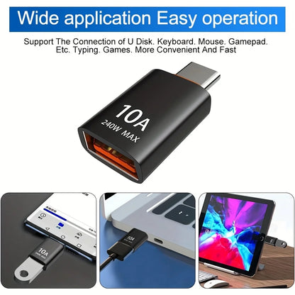 10A USB to Type C Adapter Fast Charging Connector Type C Male to USB Female Converter OTG for Laptop Xiaomi Samsung USB-C otg