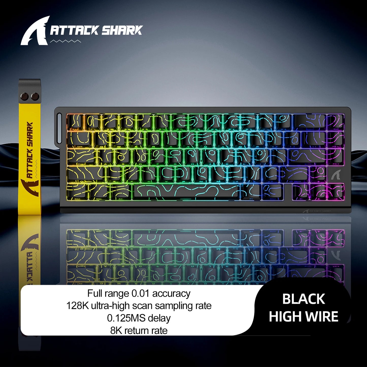 Attack Shark X68HE RGB Mechanical Keyboard,Supports Web Driver,0.01mm Rapid Trigg,8000 Hz Rate of Return,0.125ms,Wired Design