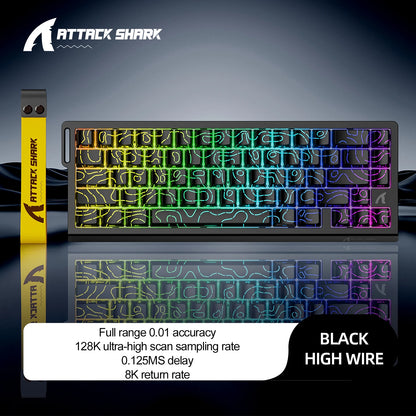 Attack Shark X68HE RGB Mechanical Keyboard,Supports Web Driver,0.01mm Rapid Trigg,8000 Hz Rate of Return,0.125ms,Wired Design