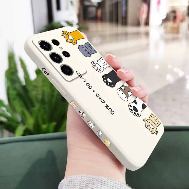 Cat Litter Phone Case For Samsung Galaxy S25 S24 S23 S22 S21 S20 Ultra Plus FE S10 Note 20 ultra 10 9 Plus Cover