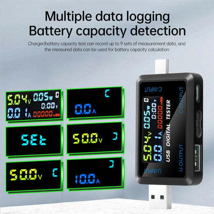 Fast Charging Tester 10 in 1 USB 4.5-36V 0-8A Voltmeter Current Voltage Meter Volt Ammeter Detector Power Bank Charger Indicator