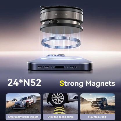 Upgraded 360° Vacuum Magnetic Car Phone Holder Ultra Strong Suction Magnetic Force Foldable Retractable Mount for Car/Dashboard
