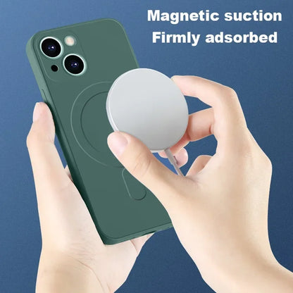 Liquid Silicone Shockproof Case For iPhone 17 16 15 14 13 12 11 Pro Max Plus Phone Magnetic Wireless Charger For Magsafe Cover