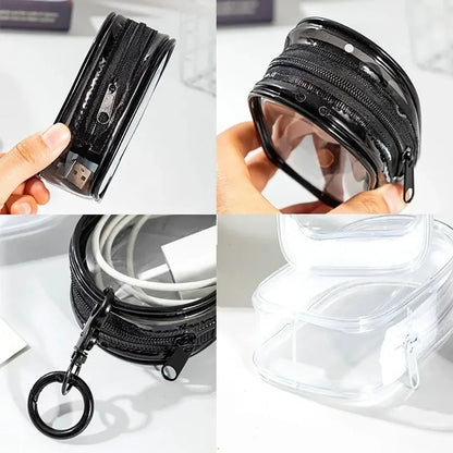 1/2Pcs Transparent Doll Storage Bag with Keychain Outdoor Display Organizer Box for Plush Dolls Earphone Case Accessories