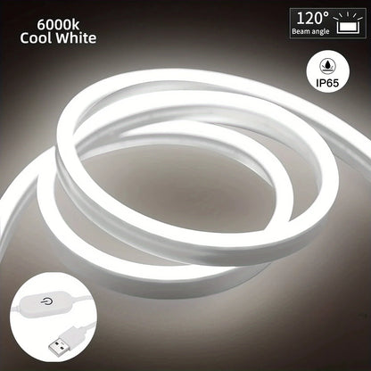 Neon LED Light Strip Smart Touch Sensor Switch Dimmable Neon Sign Flexible Led Ribbon Waterproof Rope Tube Lamp Backlight Decor