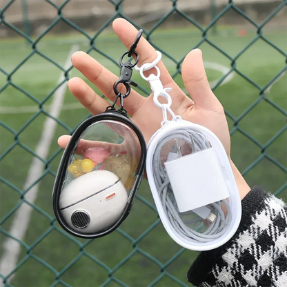 1/2Pcs Transparent Doll Storage Bag with Keychain Outdoor Display Organizer Box for Plush Dolls Earphone Case Accessories