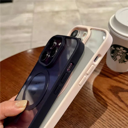 Luxury Magnetic Wireless Charge For Magsafe Case for iPhone 16 15 14 Plus 13 12 11 Pro Max Shockproof Transparent Bumper Cover