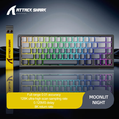Attack Shark X68HE RGB Mechanical Keyboard,Supports Web Driver,0.01mm Rapid Trigg,8000 Hz Rate of Return,0.125ms,Wired Design