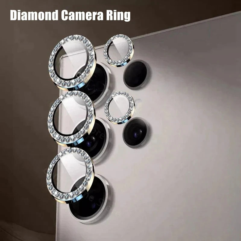 Clearance_Metal Diamond Ring Lens Camera Protector For Samsung Galaxy S22 S23 S24 Ultra For Galaxy S23 S23 Plus Glass Lens Cap_C