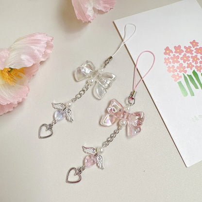 1pcs Phone Charm HYun Phone Chain Trendy Pendant Bow Lanyard Mobile Phone Strap Sweet Girl Key Cord Mobile Lanyard Jewelry Gift