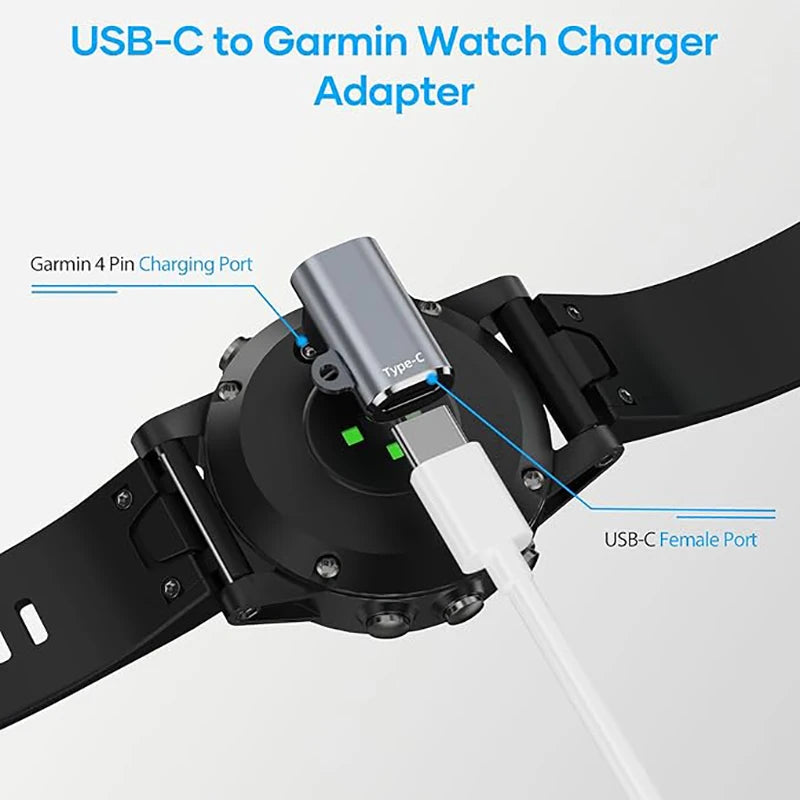 Typec/Micro To 4pin Charger Adapter Connector for Garmin Fenix 7/6/5/7X/6X/5X/ Venu 2 Plus Watch Charging Converter