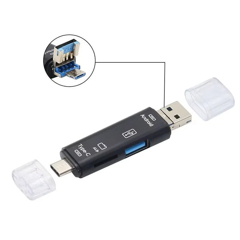 New 5 in 1 Multifunction USB 2.0 Type C USB Micro USB SD TF Memory Card Reader for Android Computer Dock OTG Type C Adapter